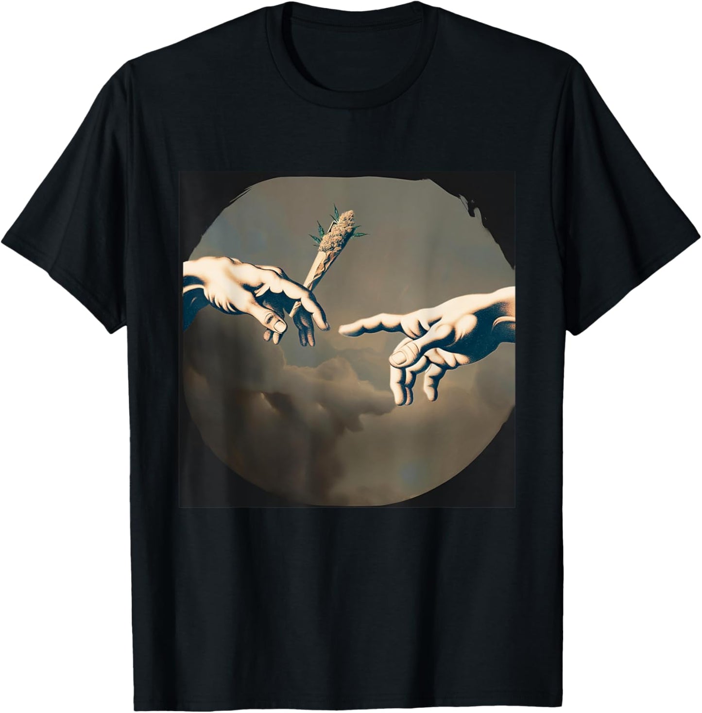 Creation of Adam's Pass the Joint Cannabis Weed 420 Bong Grass T-Shirt - T-Shirt | Black