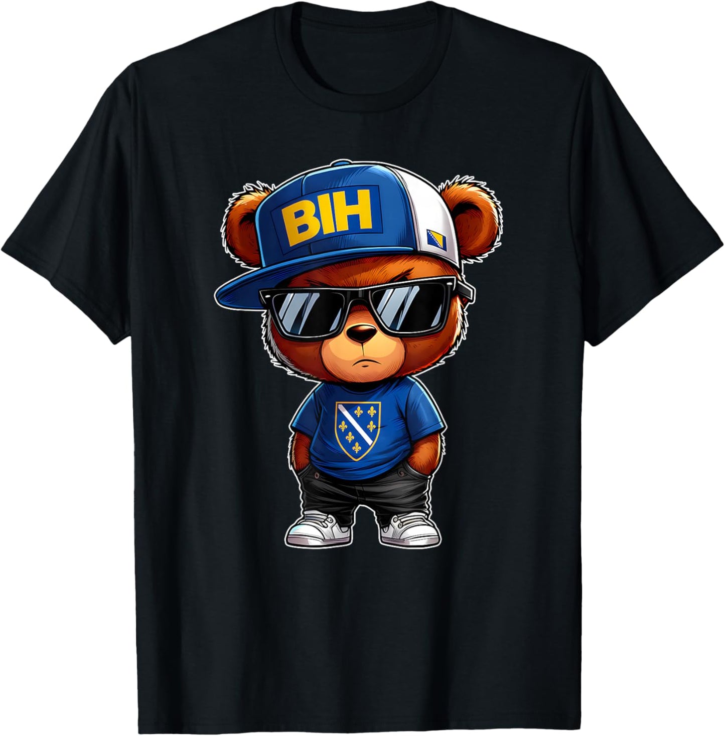 Niedlicher Teddybär mit bosnischer Flagge Bosniens T-Shirt - T-Shirt | Black