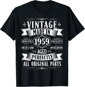 Vintage 66th birthday men Born 1959 66 years old Bday T-Shirt - T-Shirt | Black