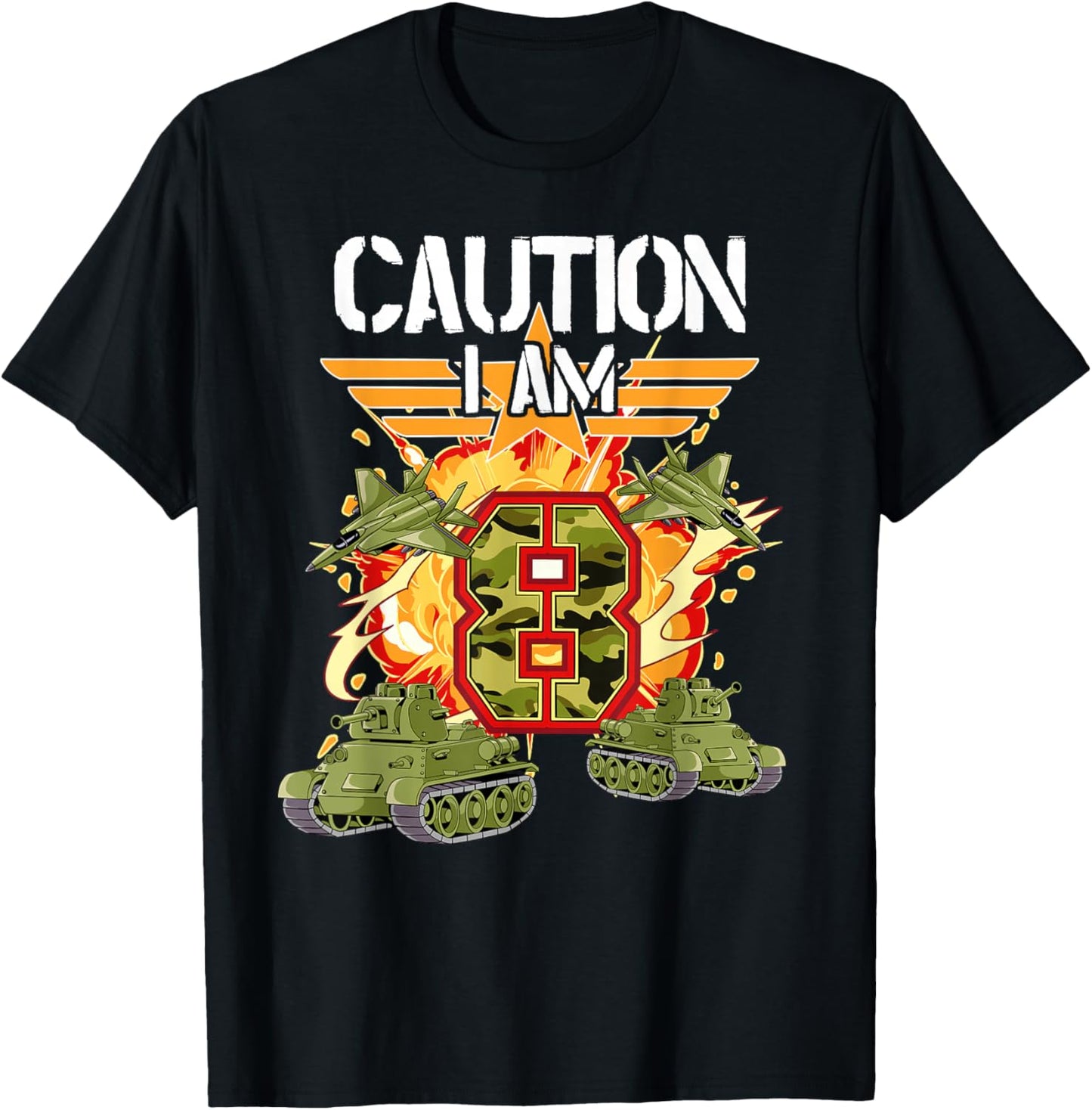 8th Birthday Army T-Shirt - T-Shirt | Black