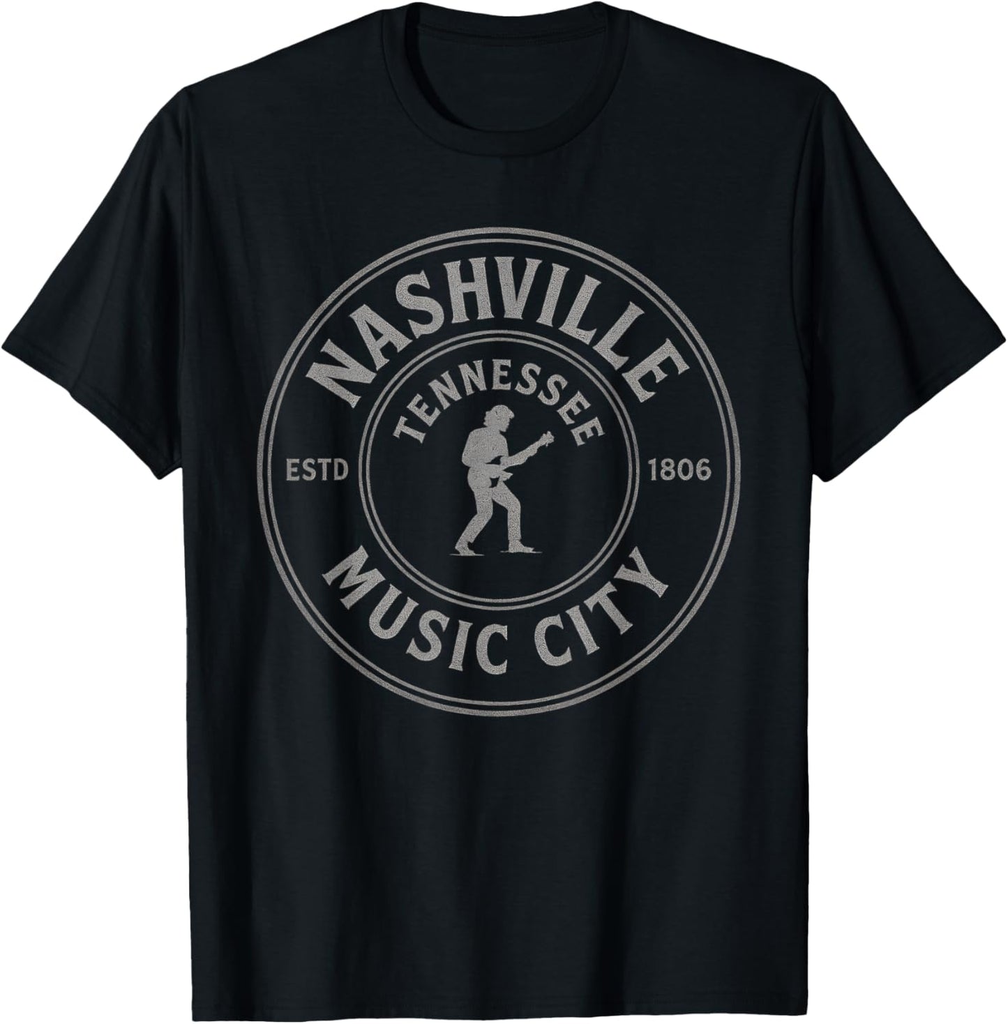 Nashville Music City Guitar Wing Country Music Tennessee T-Shirt - T-Shirt | Black