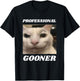 Professional Gooner Funny Gen Z Brain Red Cat Meme T-Shirt - T-Shirt | Black
