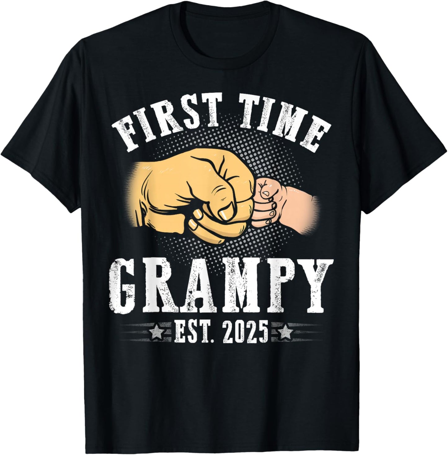 First time Grampy Est 2025 Father's Day Soon To Be Grampy T-Shirt - T-Shirt | Black