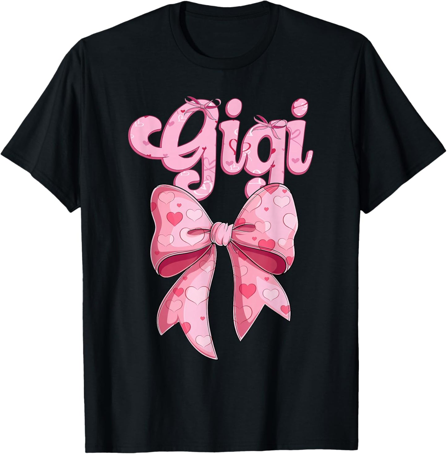 mother's day coquette bow family matching Groovy pink Gigi T-Shirt - T-Shirt | Black