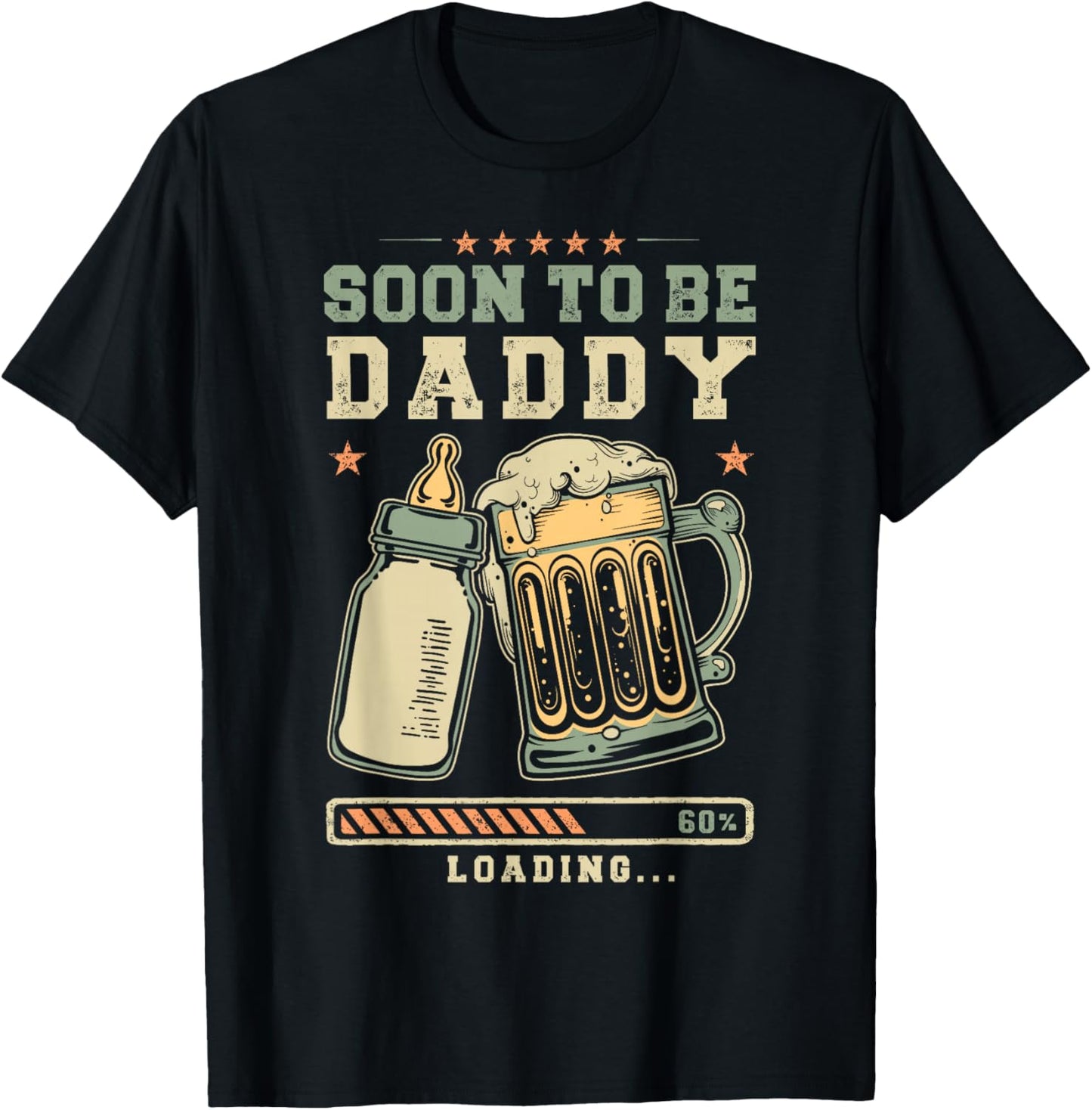 Soon to Be Daddy Loading Expecting Dad Reveal T-Shirt - T-Shirt | Black