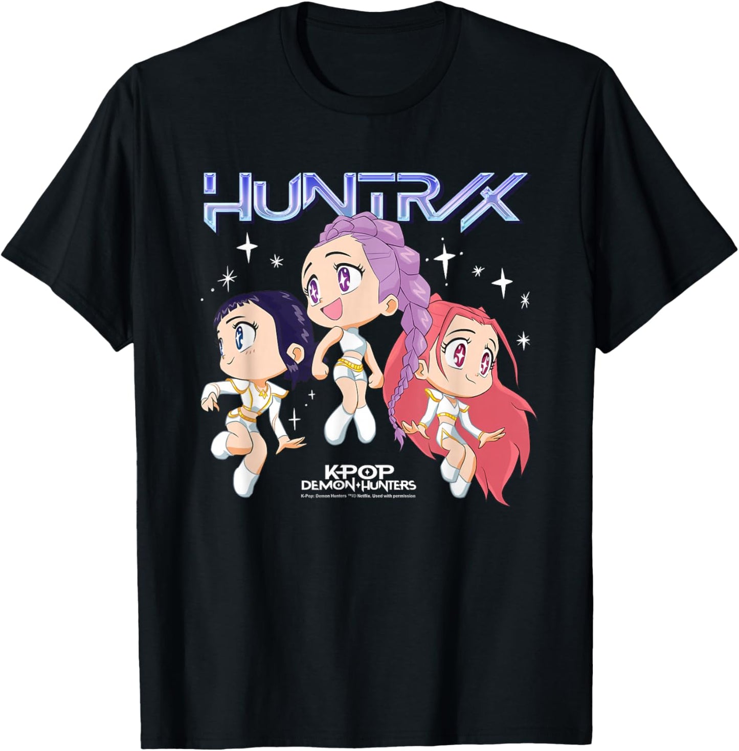 Kpop Demon Hunters Huntrix Chibi Officially Licensed T-Shirt - T-Shirt | Black