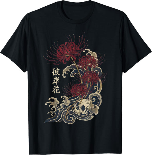 Red Spider Lily Japanese Flower Wildflower Japanese Art T-Shirt - T-Shirt | Black