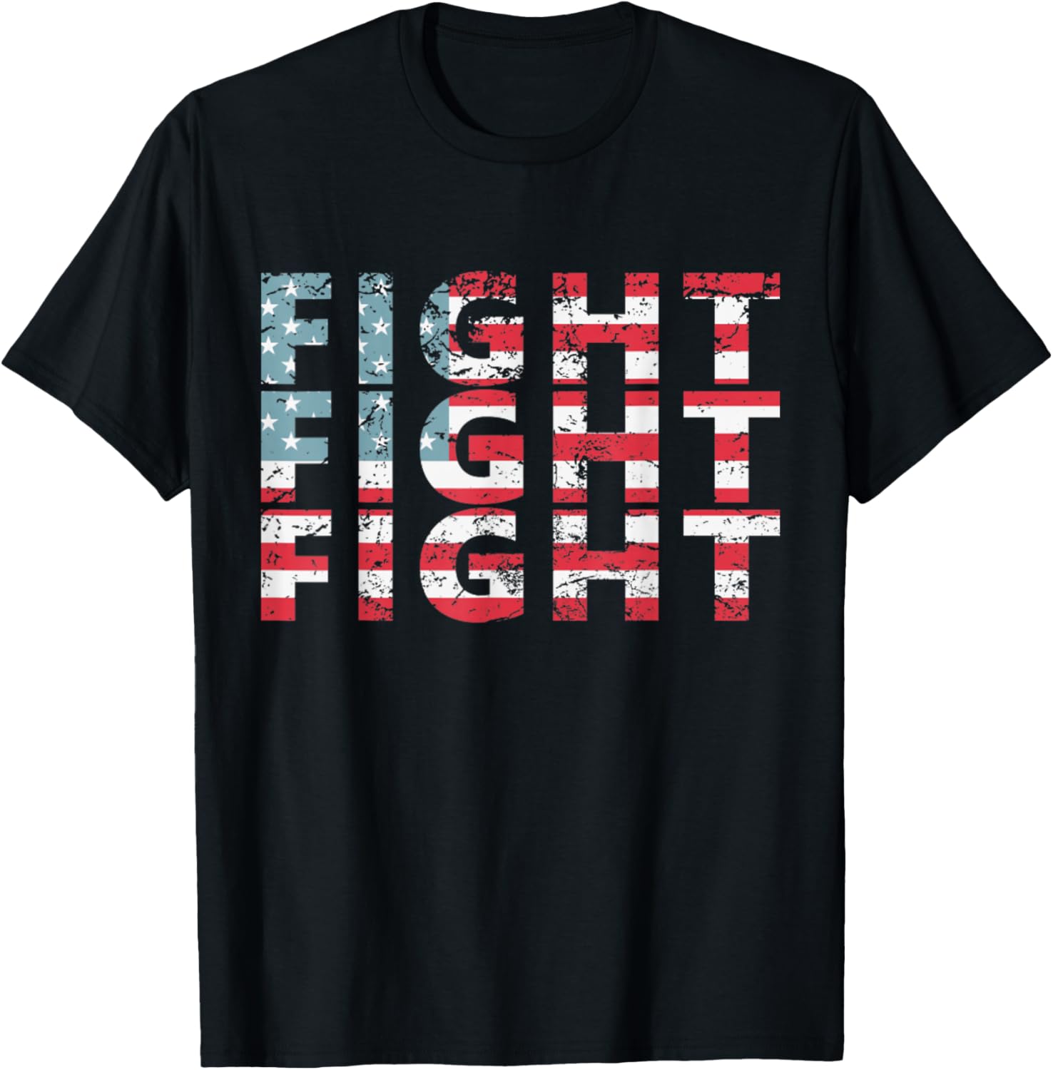 "Fight Fight FIGHT" USA Flag Trump Supported 2024 T-Shirt - T-Shirt | Black