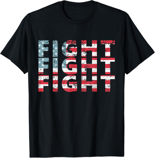 "Fight Fight FIGHT" USA Flag Trump Supported 2024 T-Shirt - T-Shirt | Black