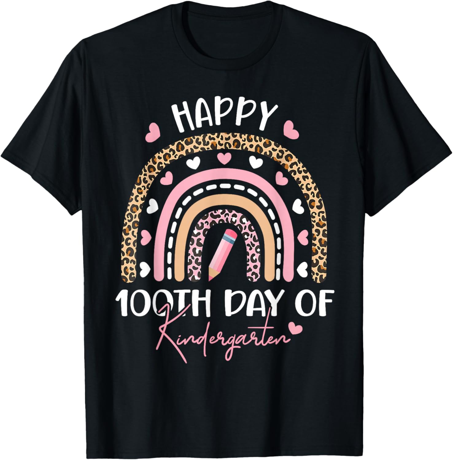 Happy 100th Day of Kindergarten 100 Days of School Teacher T-Shirt - T-Shirt | Black