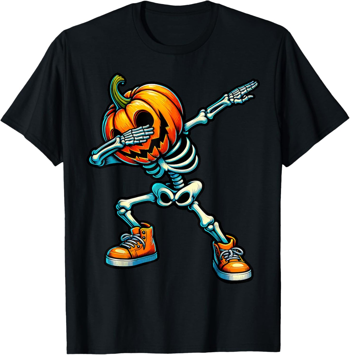 Dabbing Halloween Skeleton Boys Trick Treat Funny Pumpkin T-Shirt - T-Shirt | Black