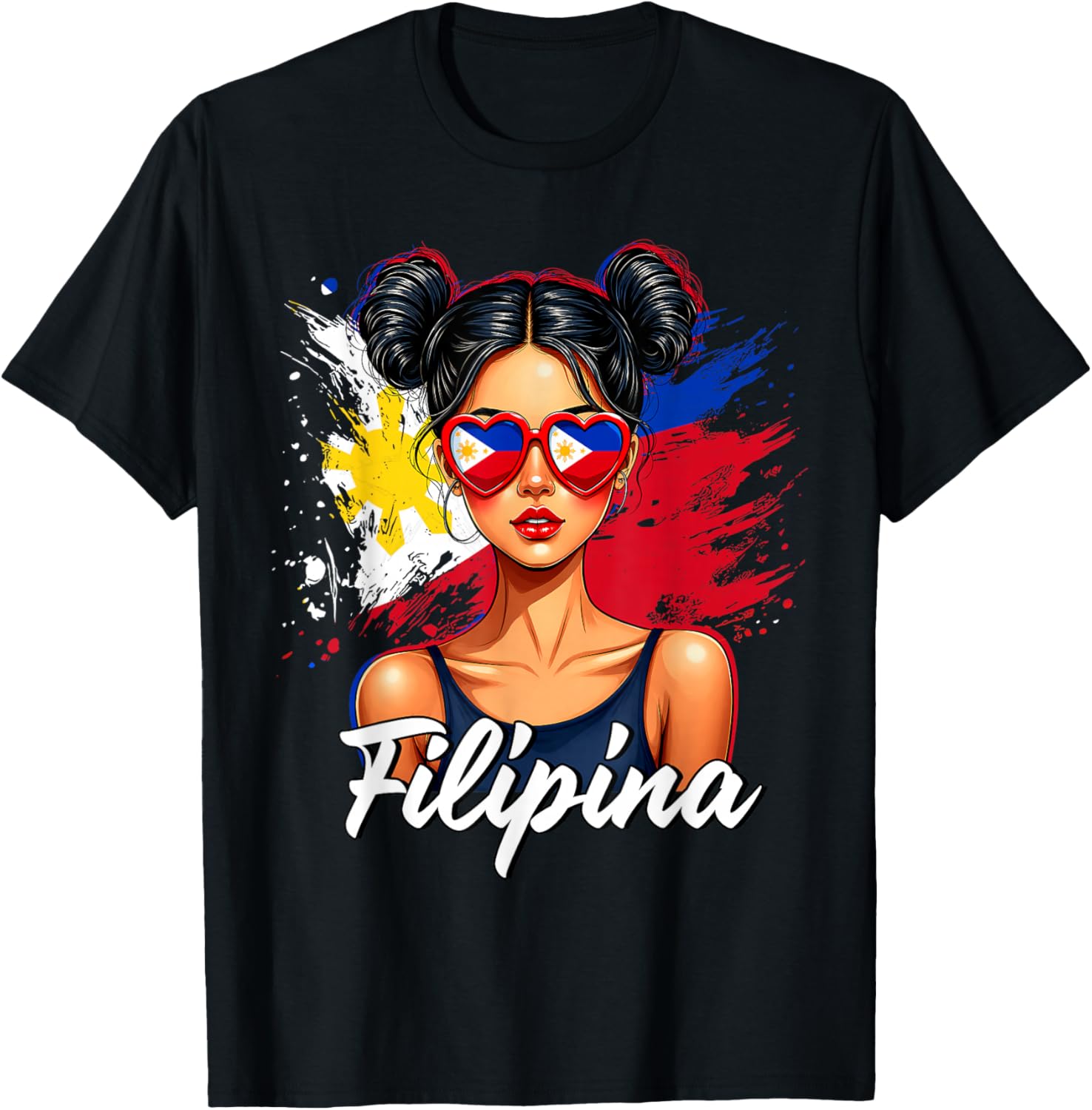 Filipina Flag Filipino Girl Philippines Pinay Women Girls T-Shirt - T-Shirt | Black