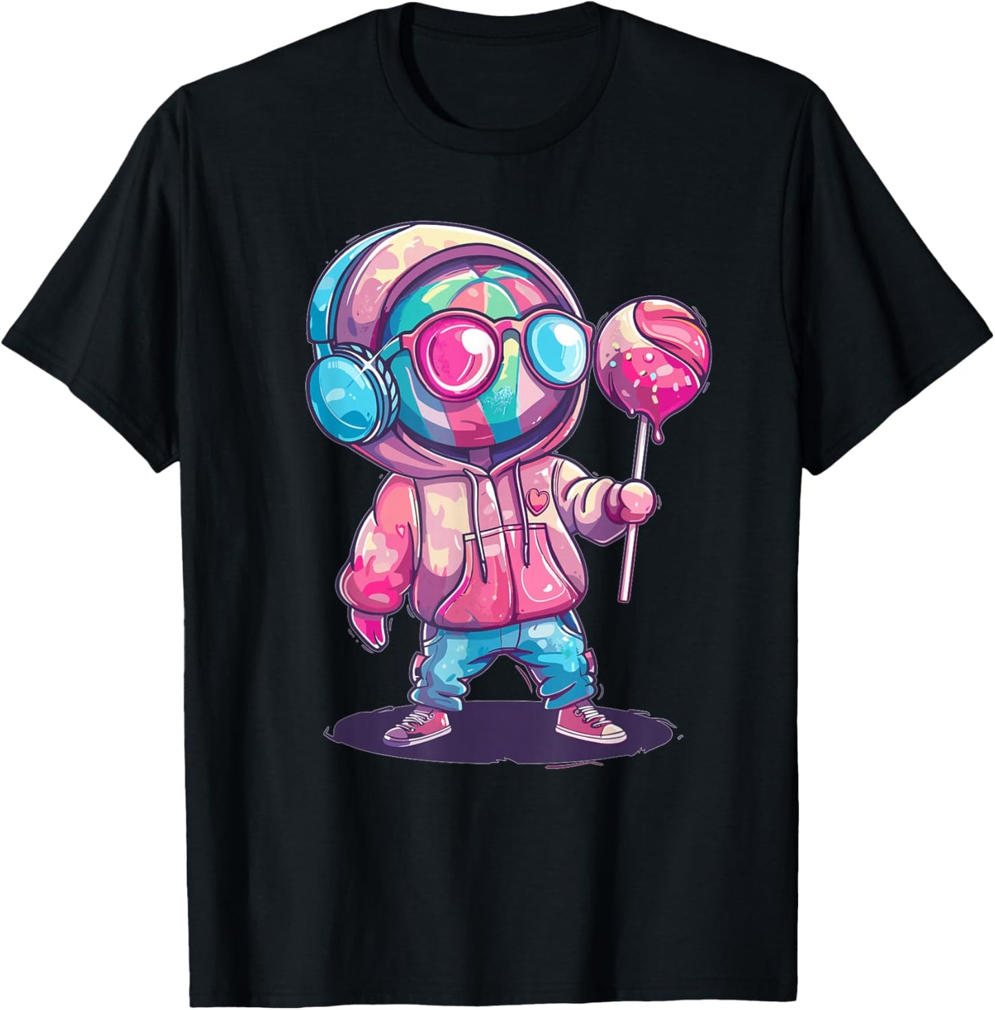 Cute Lollipop With Sunglasses I Kids Lollipop T-Shirt - T-Shirt | Black