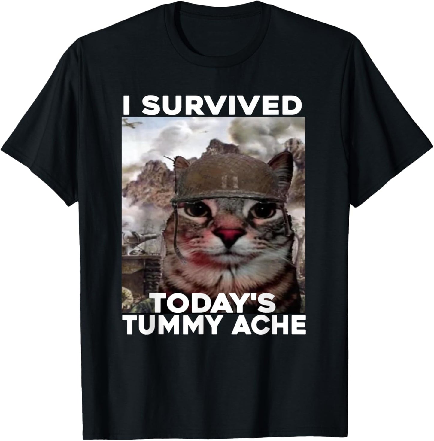 I Survived Today's Tummy Ache Meme T-Shirt - T-Shirt | Black