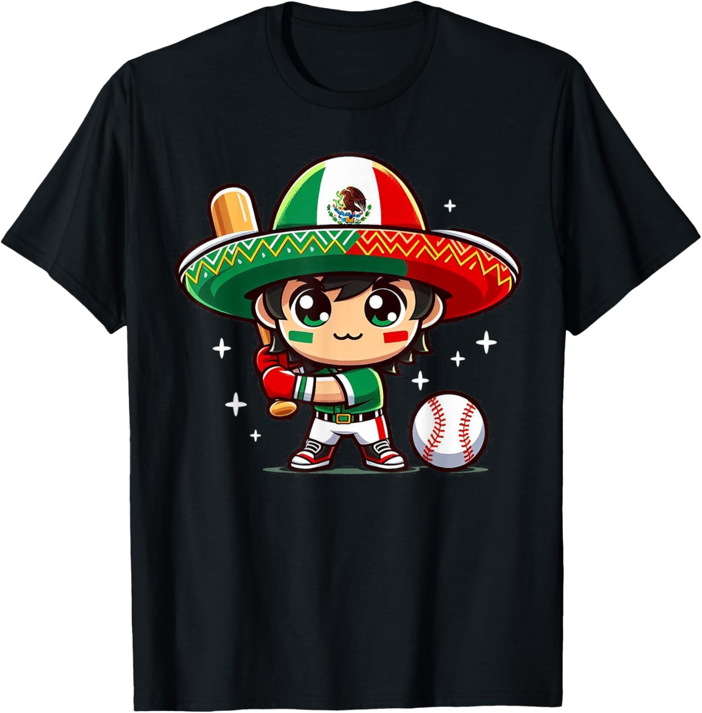 Mexican Baseball Kid - Mexico Child Hitter Batter Pitcher T-Shirt - T-Shirt | Black