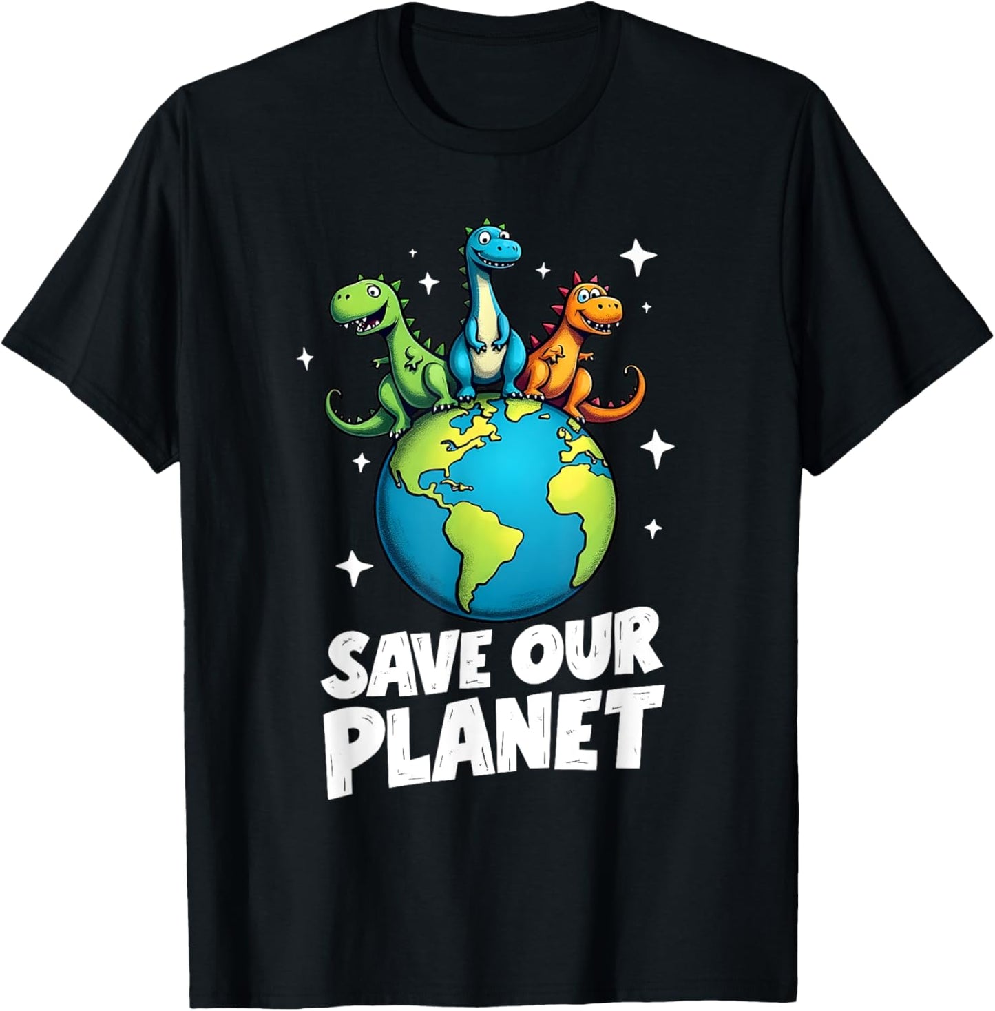 Save Our Planet with Dinosaurs Cute Earth Day for Kids T-Shirt - T-Shirt | Black