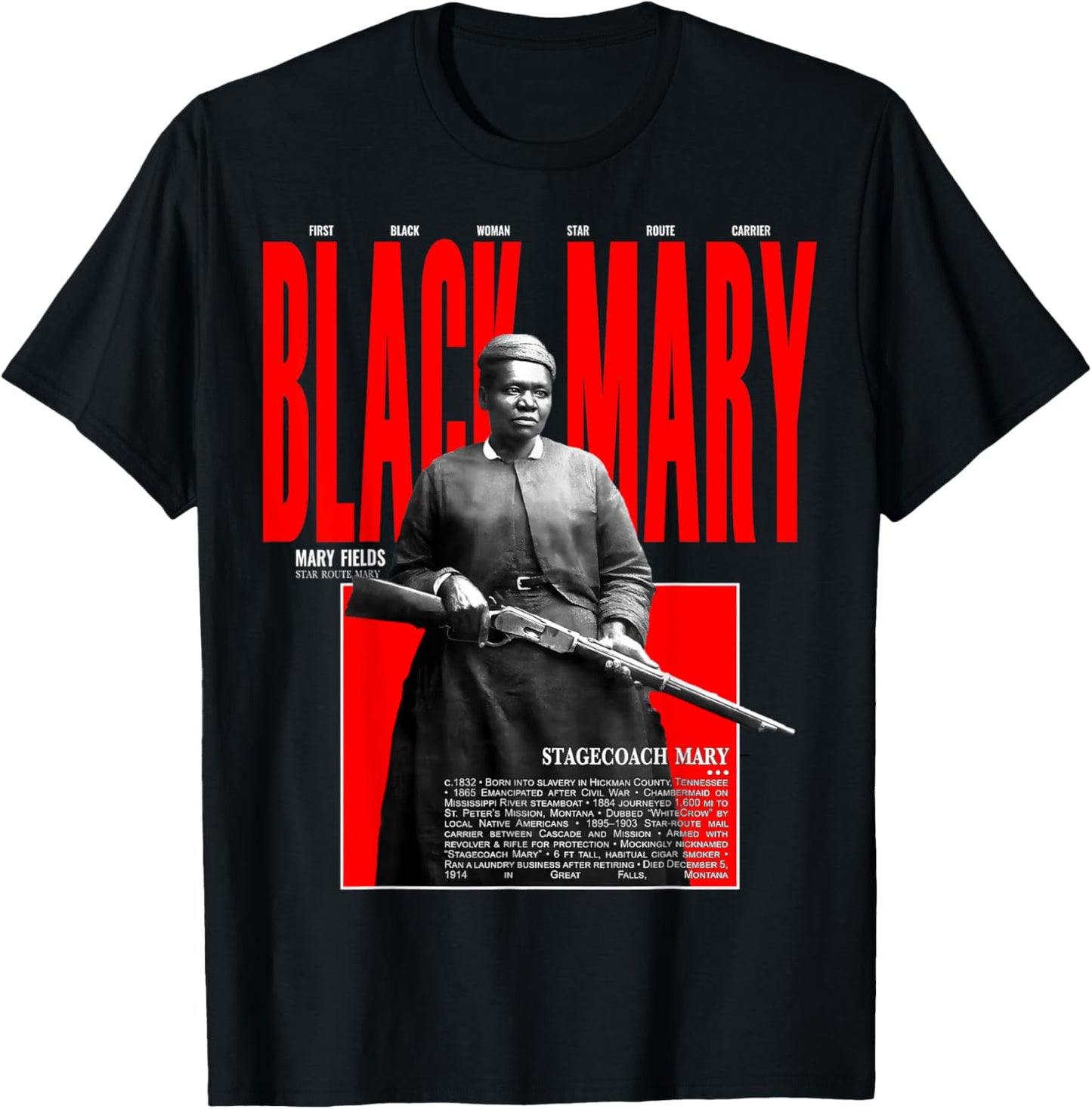 Stagecoach Mary Fields Six Shooter Guardian T-Shirt - T-Shirt | Black