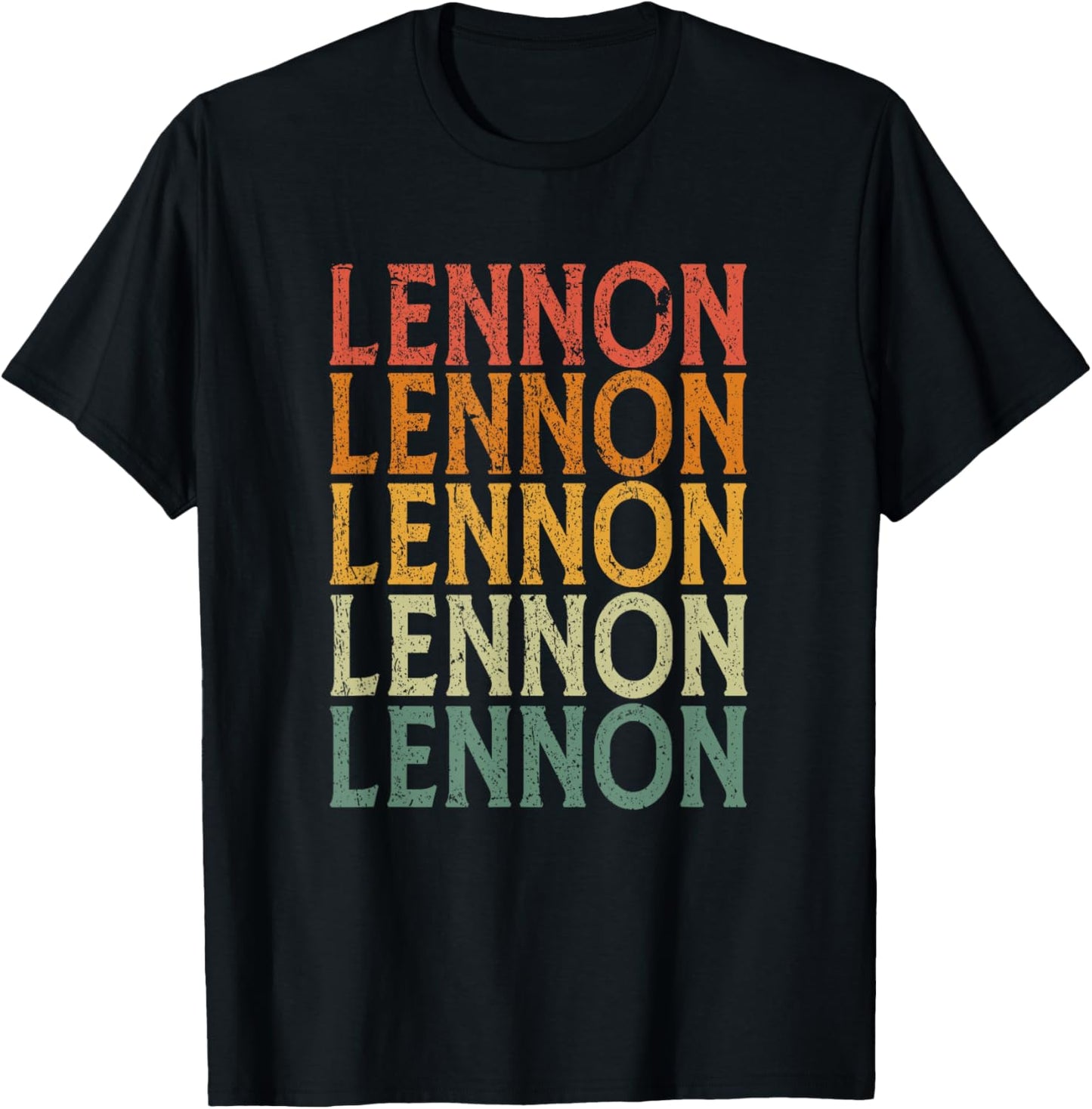 Retro Custom First Name Lennon T-Shirt - T-Shirt | Black