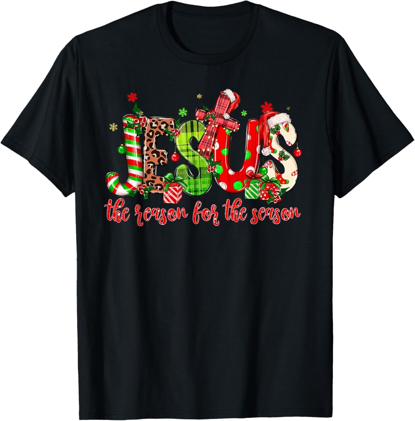 Jesus The Reason For The Season Christmas Christian Xmas T-Shirt - T-Shirt | Black