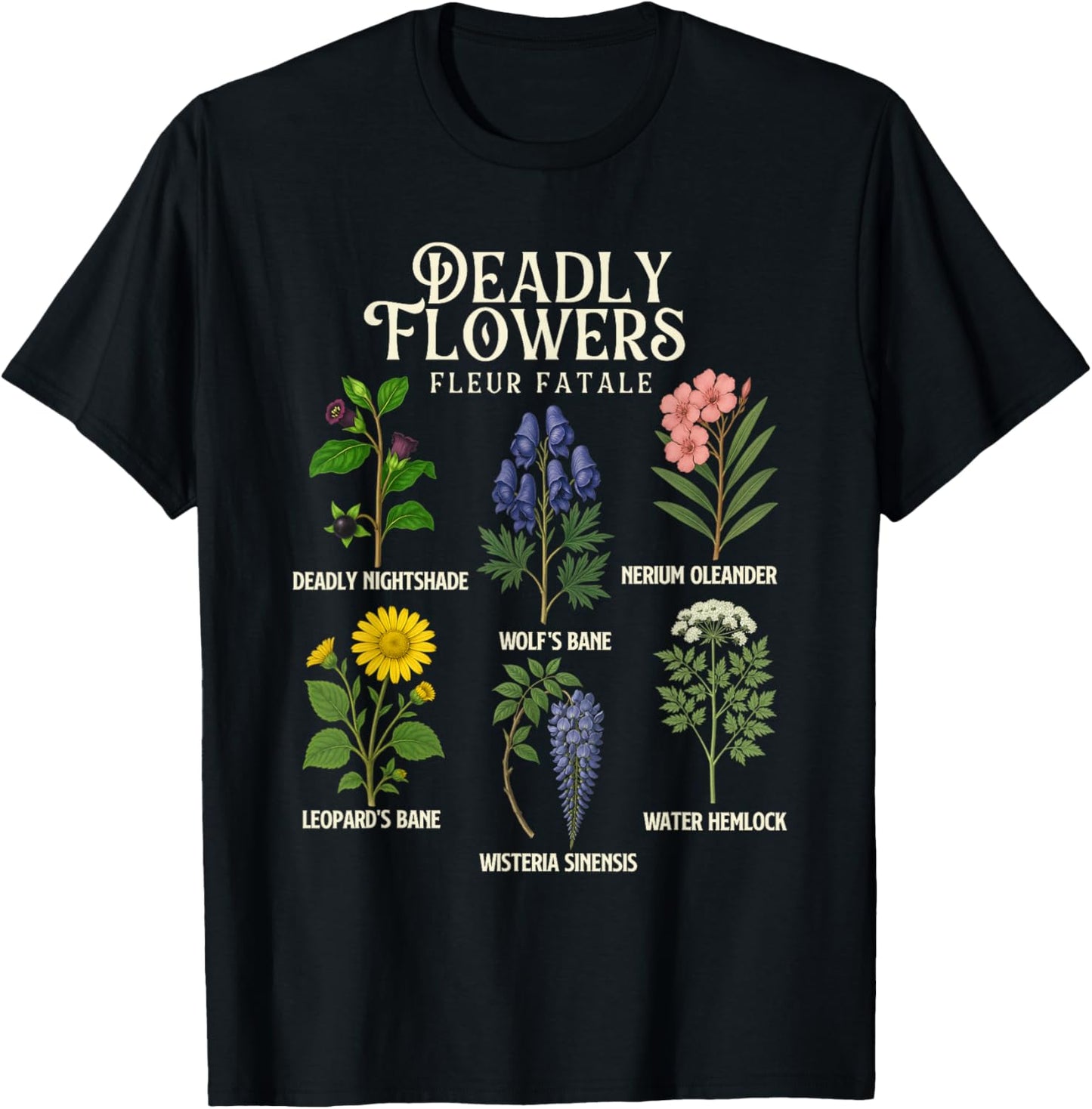 Deadly Flowers - Spooky Halloween Plant Lover Gardening T-Shirt - T-Shirt | Black