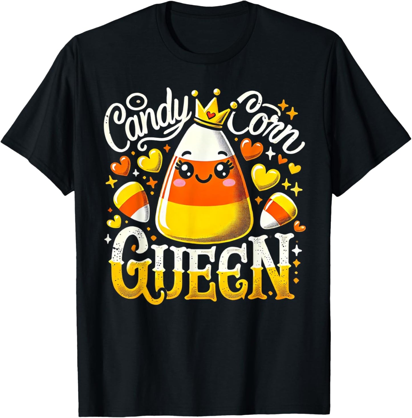 Candy Corn Queen Halloween Party Cute Costume Funny T-Shirt - T-Shirt | Black