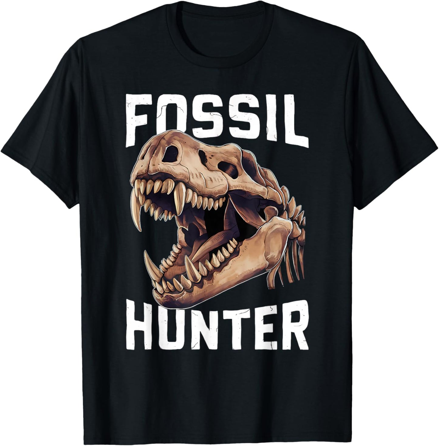 Fossil Hunter Dinosaur Skull Graphic T-Shirt - T-Shirt | Black
