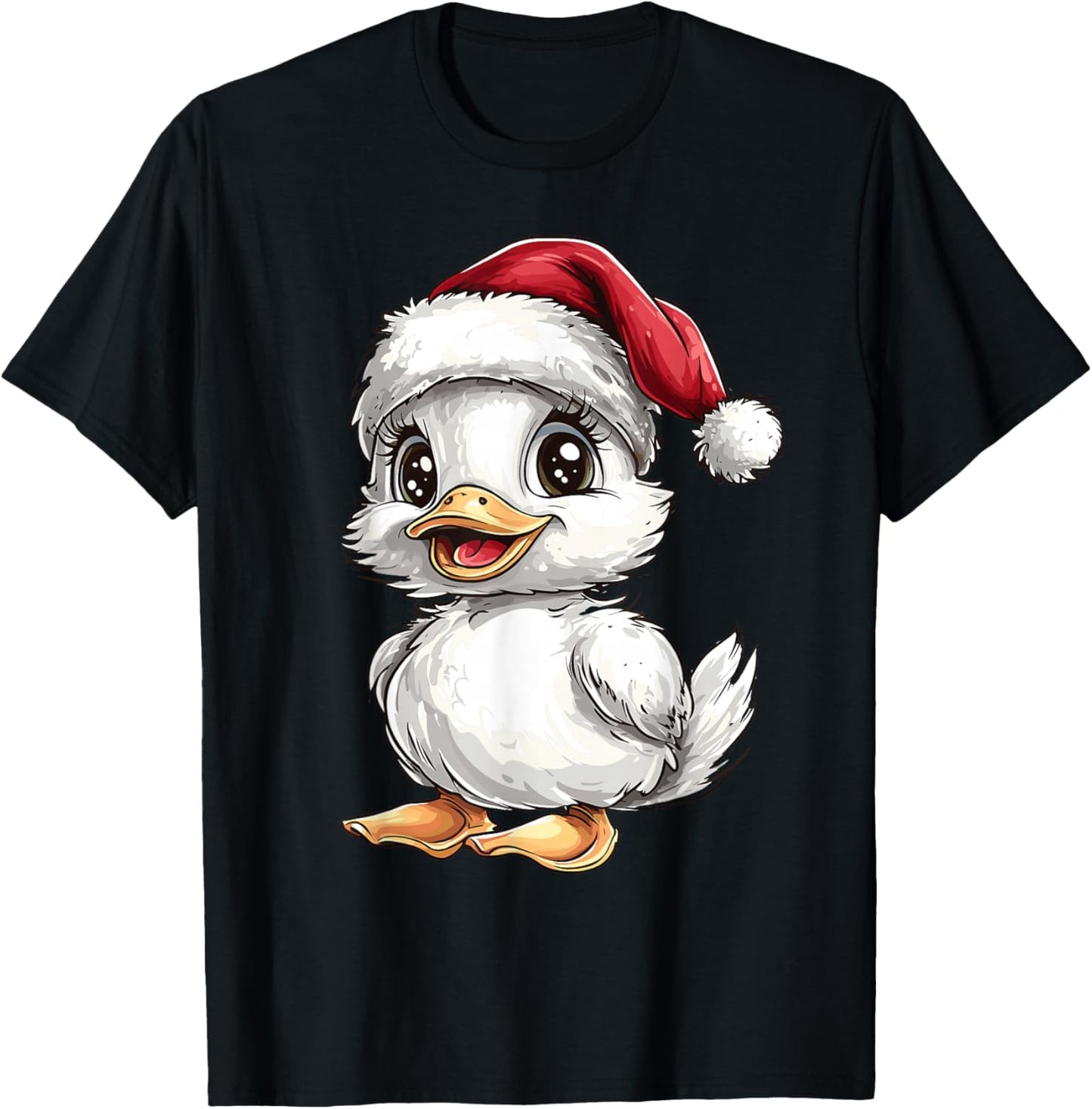 Duck Santa Hat Funny Girls Kids Duck Lovers Christmas Pajama T-Shirt - T-Shirt | Black