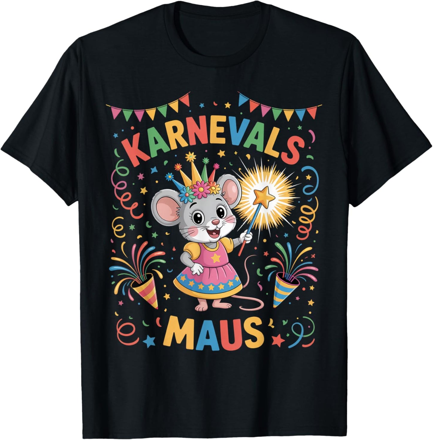 Carnival Mouse Cute Fancy Dress Motif and Children T-Shirt - T-Shirt | Black