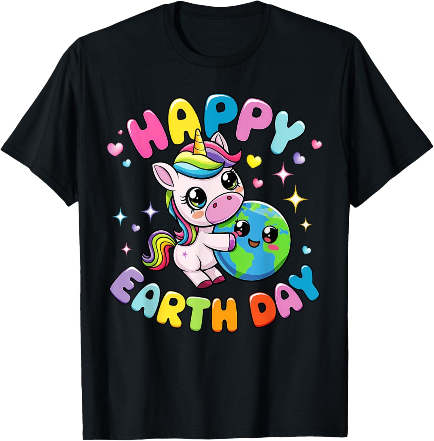 Happy Earth Day Unicorn Earth Day 2025 Kids Toddler Girl T-Shirt - T-Shirt | Black