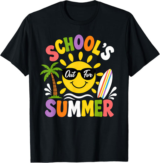 Last Day of School Graduation Groovy Schools Out for Summer T-Shirt - T-Shirt | Black