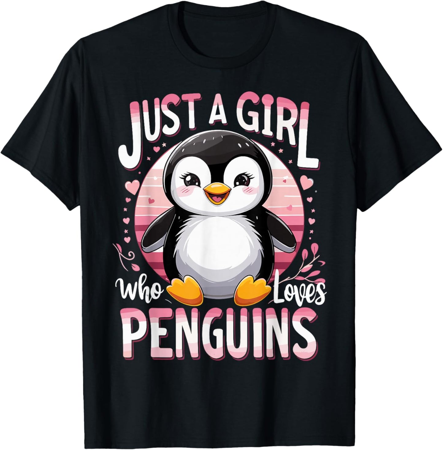Funny Penguins Animal Just A Girl Who Loves Penguin T-Shirt - T-Shirt | Black