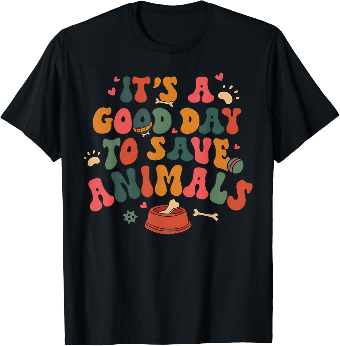 Good Day To Save Animals Cute Animal Rescue Dog Cat Lovers T-Shirt - T-Shirt | Black