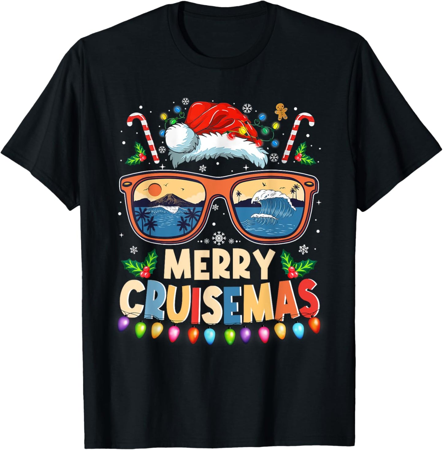 Merry Cruisemas 2025 Funny Christmas Santa Reindeer Cruise T-Shirt - T-Shirt | Black