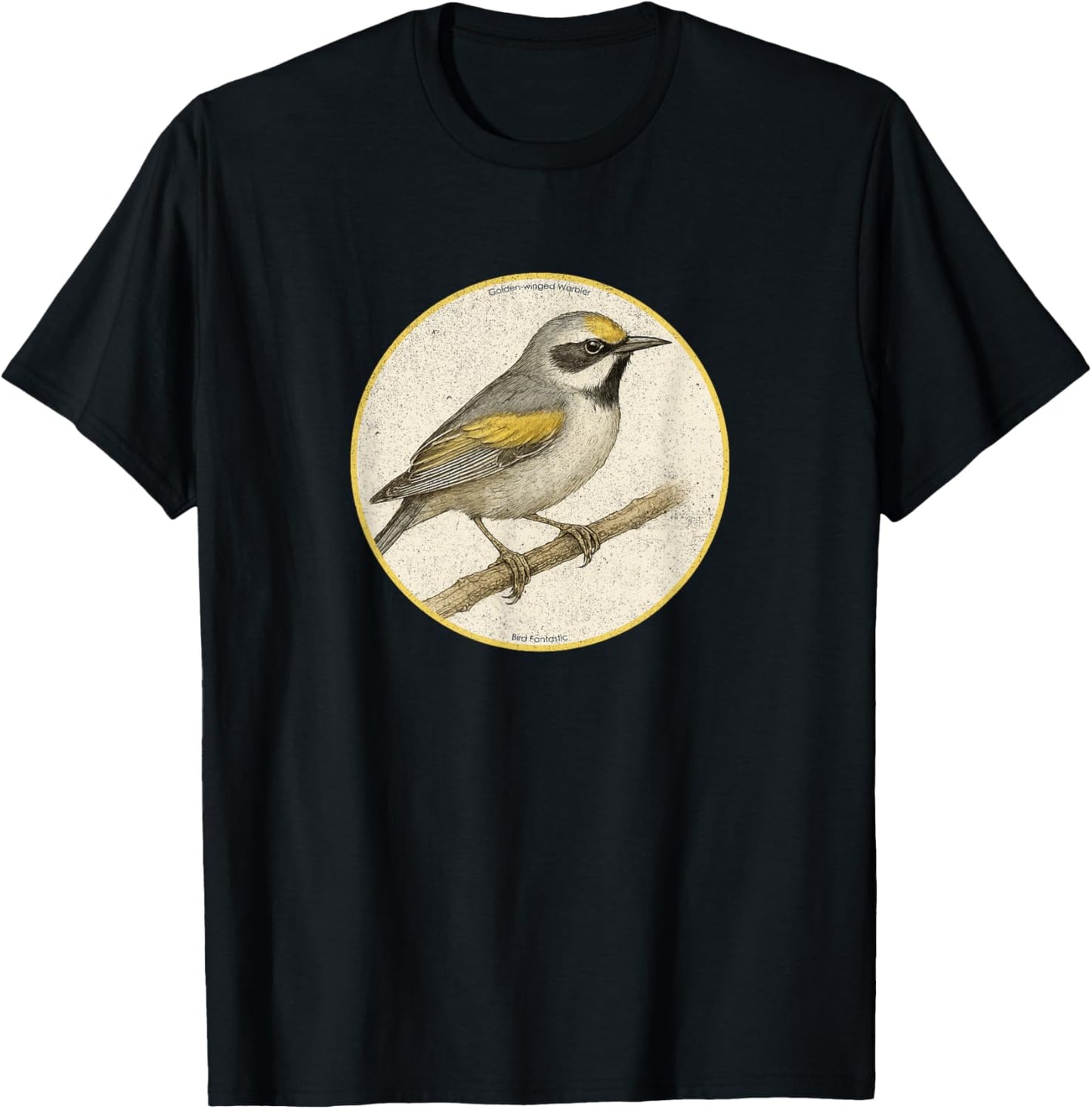 Colorful Retro Golden-Winged Warbler Bird Design T-Shirt - T-Shirt | Black