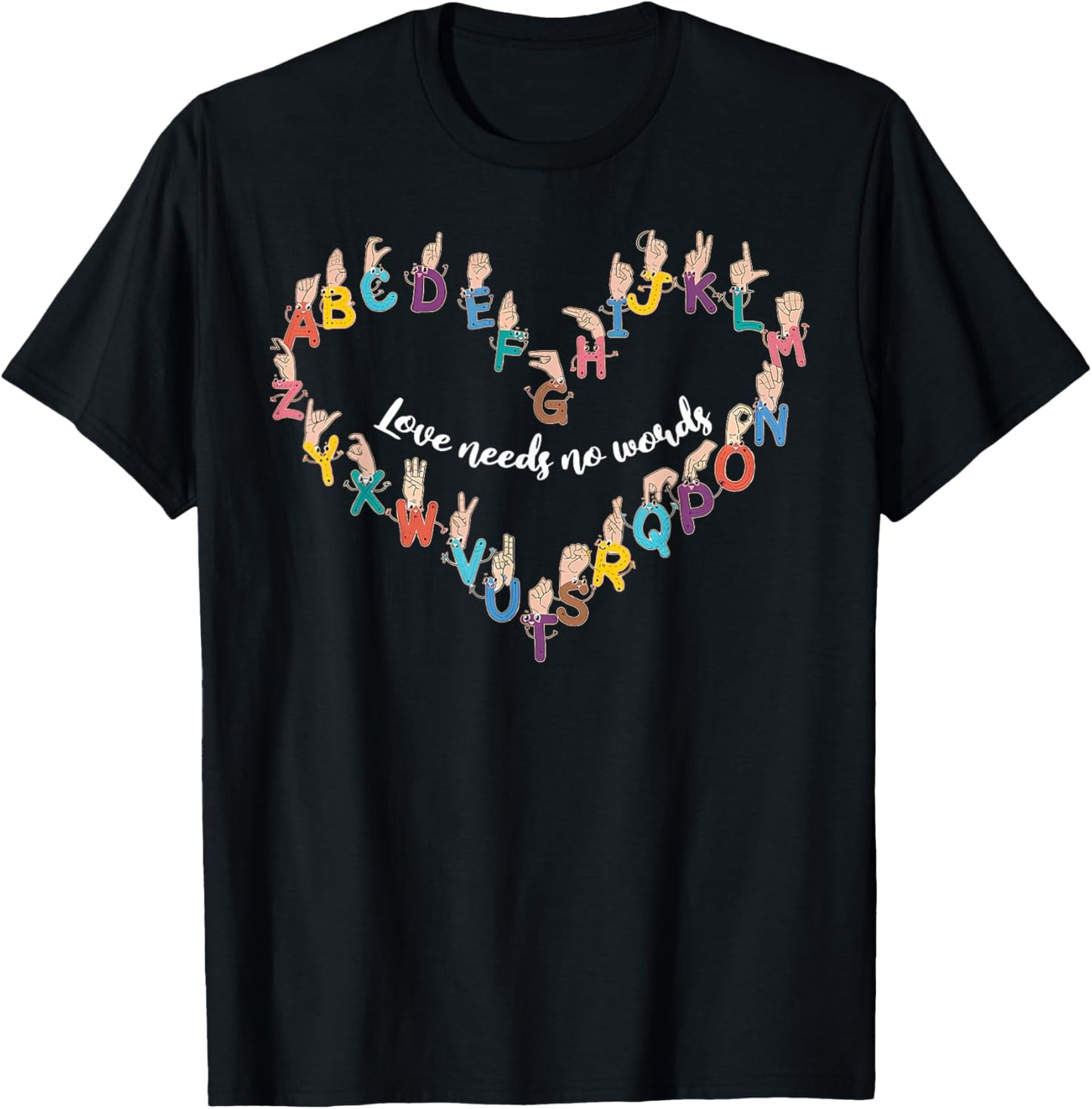 American Sign Language Abc's Alphabet Heat ASL Teacher SPED T-Shirt - T-Shirt | Black