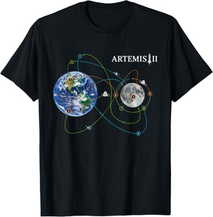 Artemis II 2026 American Rocket Launch to The Moon Landing T-Shirt - T-Shirt | Black