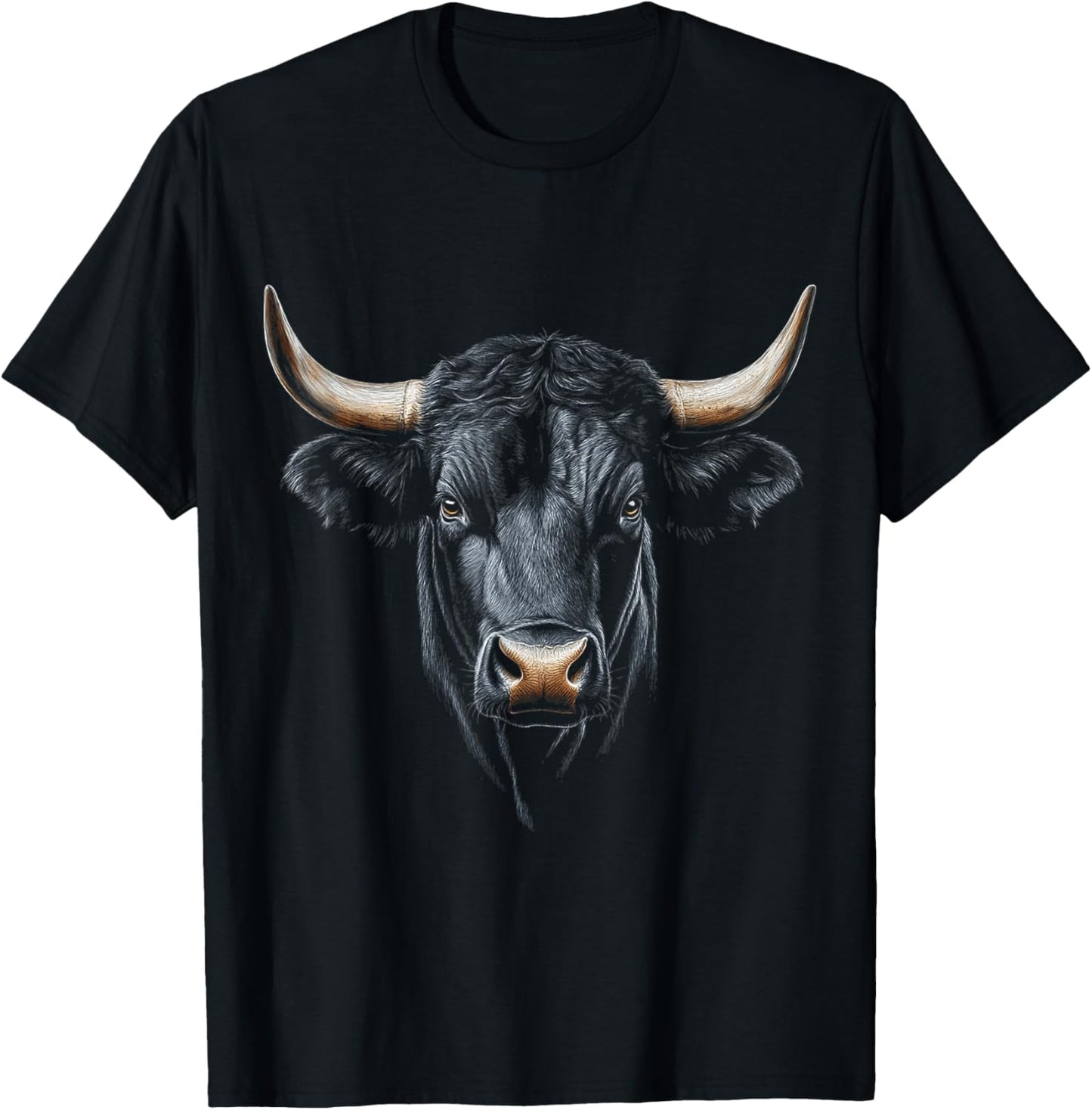 Bull Animal Graphic Illustration Bull T-Shirt - T-Shirt | Black