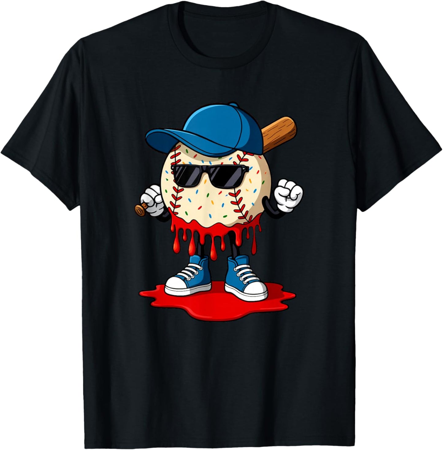 Baseball Lifestyle 101 Apparel Youth Funny Drip Ice Cream T-Shirt - T-Shirt | Black