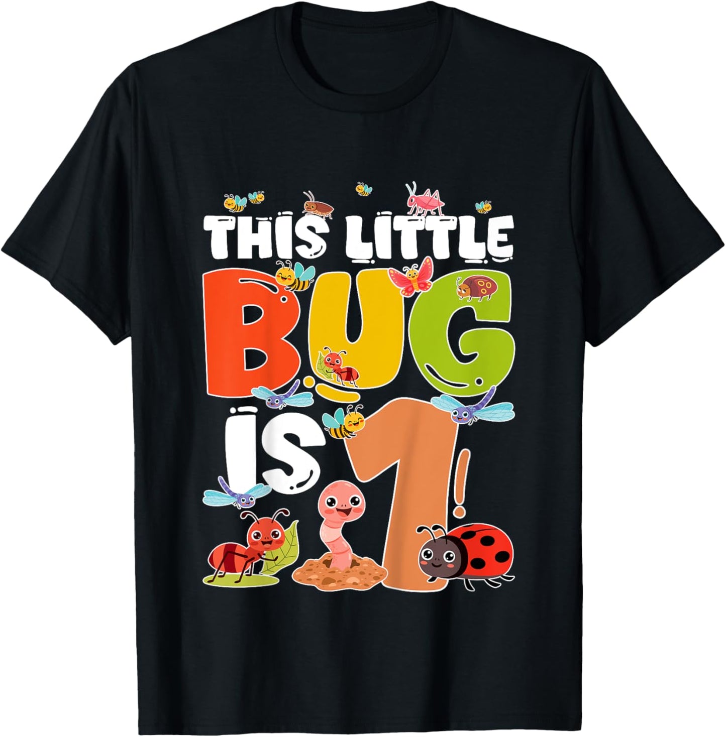 1st Bug Birthday One Year Old Bugs Birthday Insects T-Shirt - T-Shirt | Black