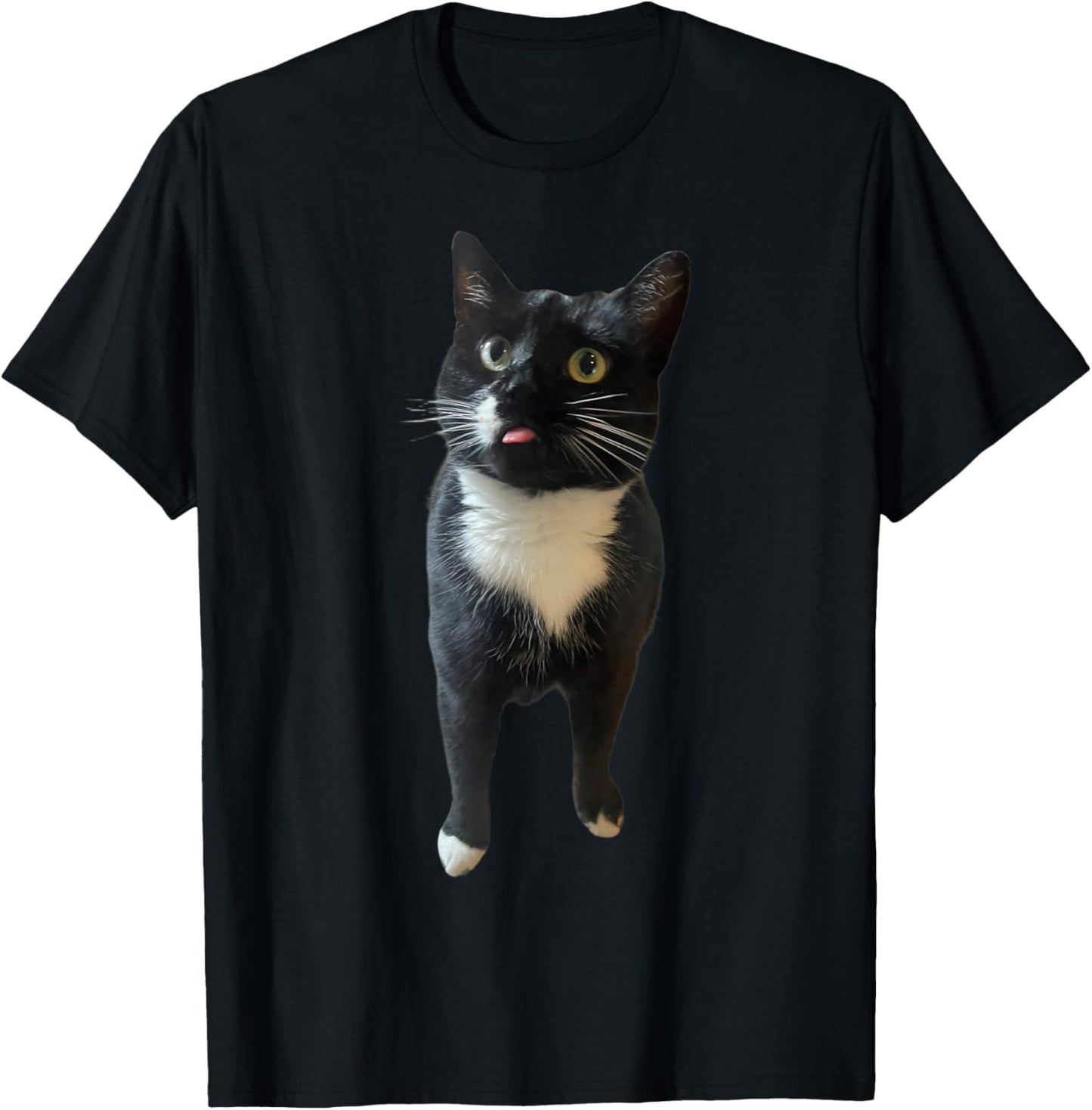 Tuxedo Cat Classic Blep T-Shirt - T-Shirt | Black