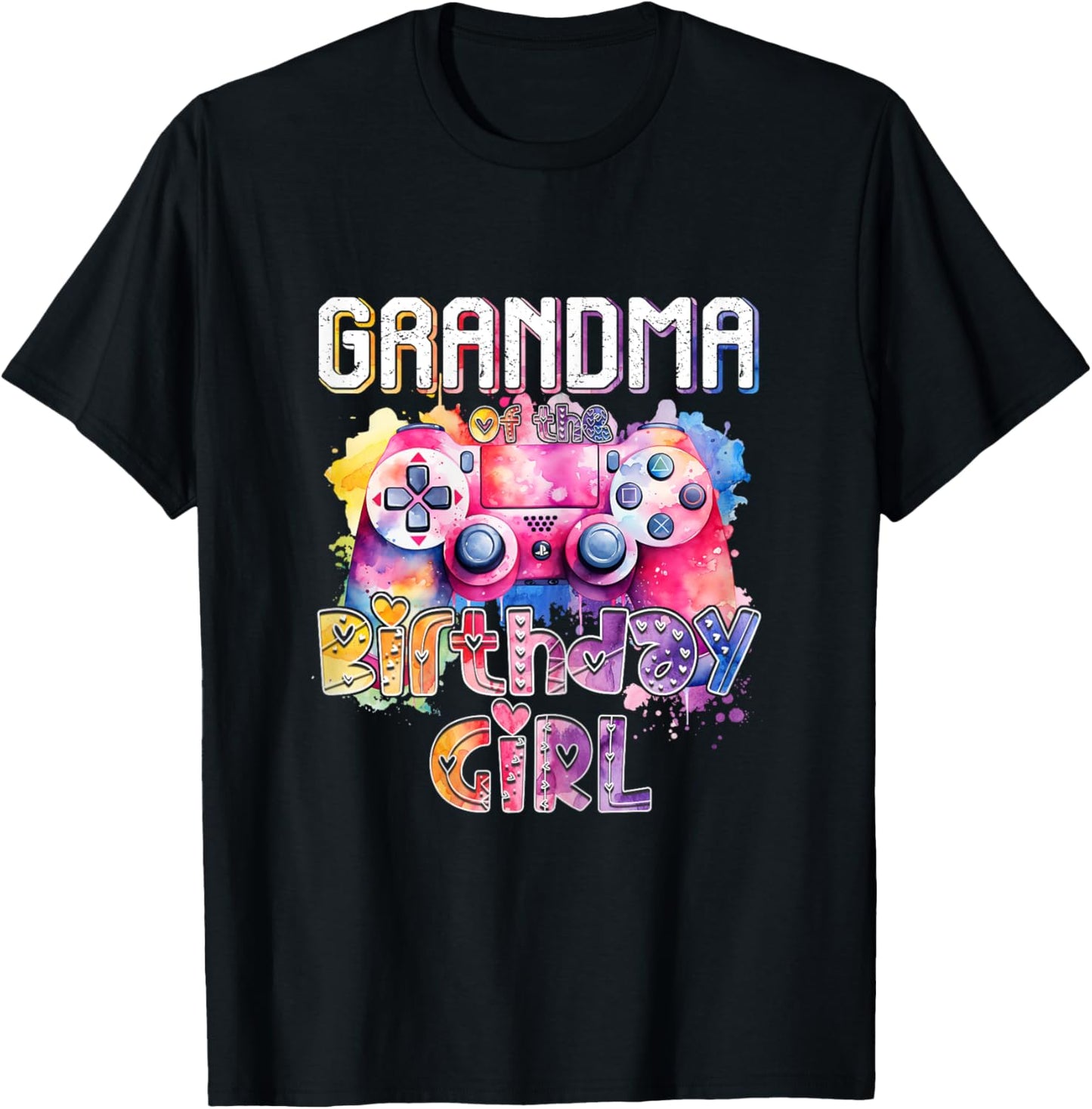 Grandma of the Birthday Girl Matching Video Gamer Birthday T-Shirt - T-Shirt | Black