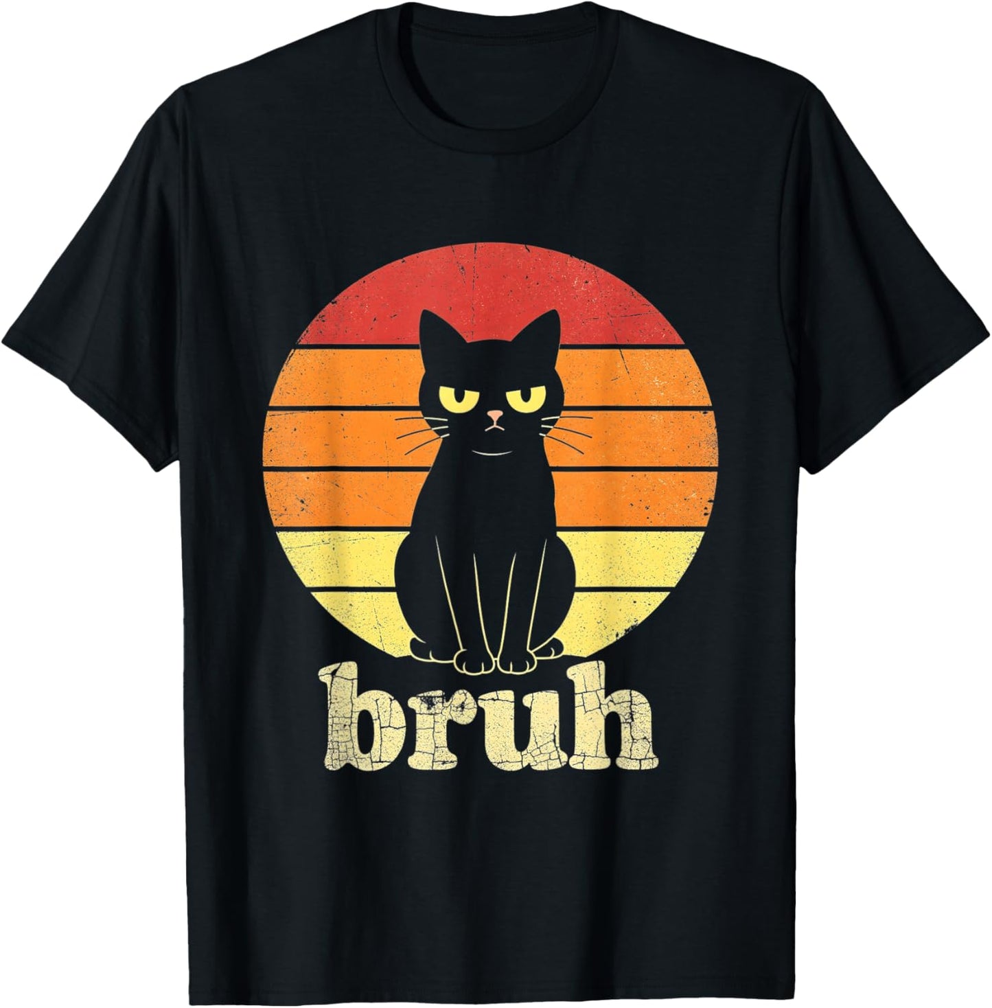Funny Cat Bruh for Teens Boys Girls Men Women Meme Graphic T-Shirt - T-Shirt | Black