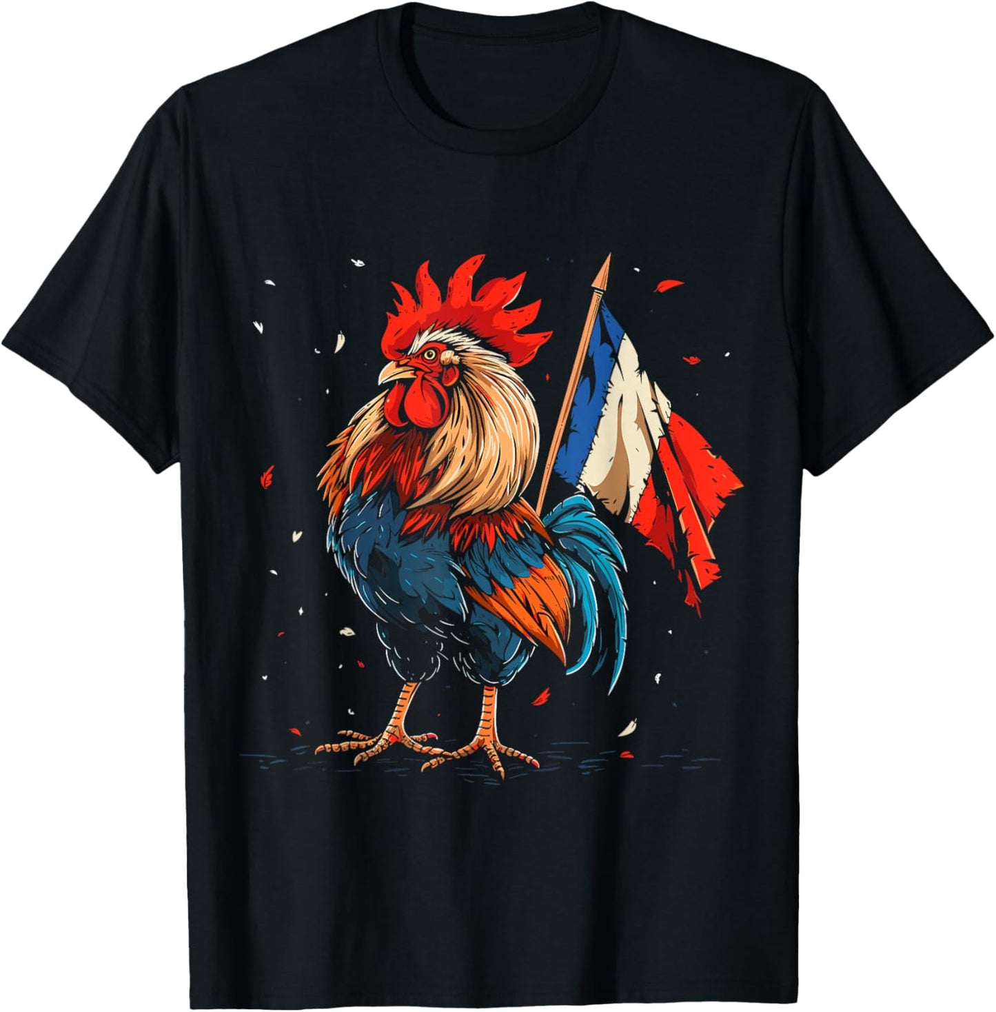 Proud Patriotic French Rooster France Flag Pride T-Shirt - T-Shirt | Black