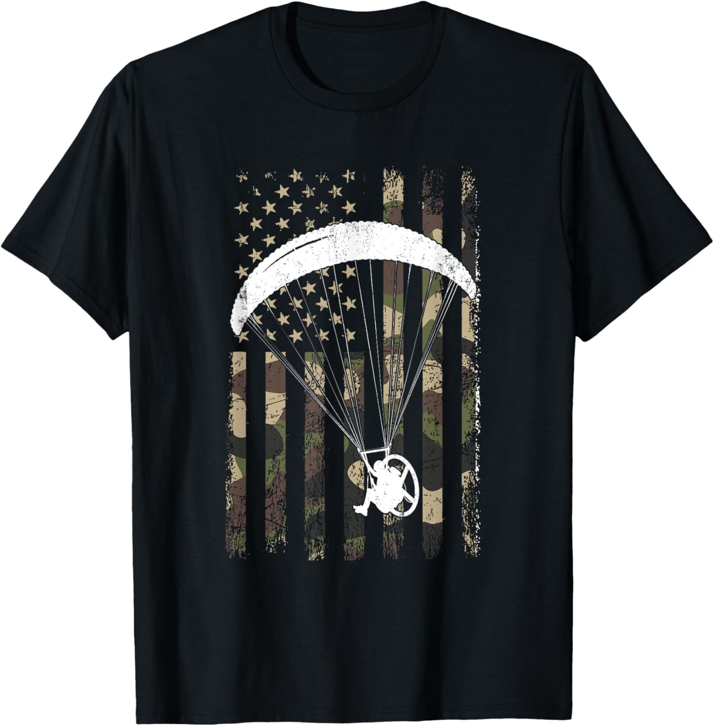paramotor American Flag, paramotor T-Shirt - T-Shirt | Black