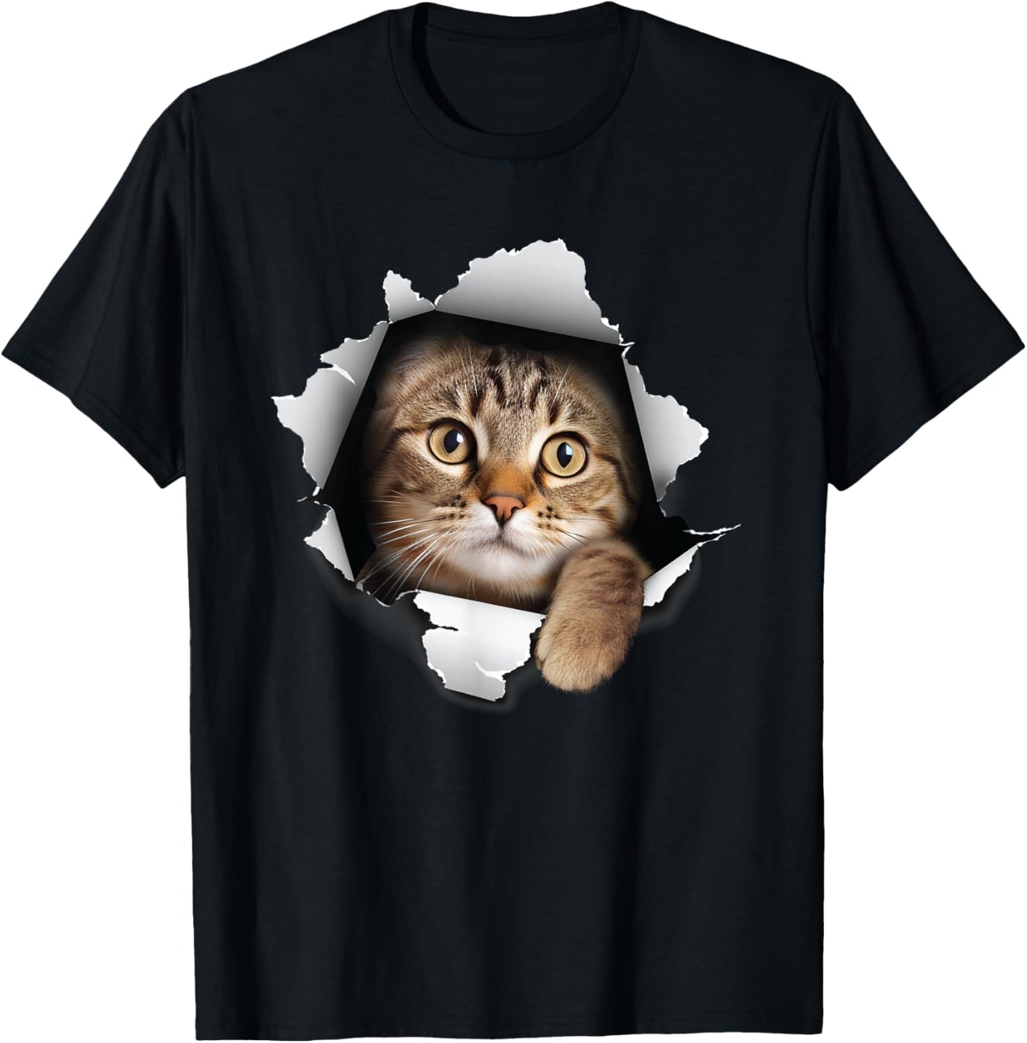 Cat Looking Through Hole - Cat Lover Kitten Owner Kitty Women Kids T-Shirt - T-Shirt | Black