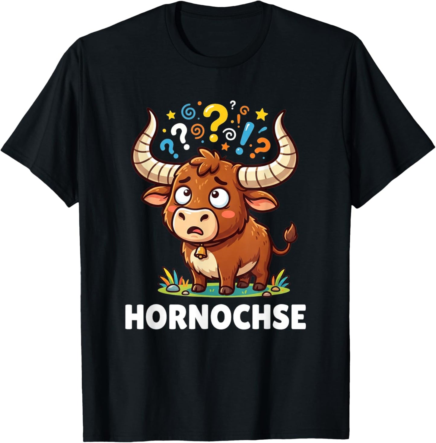 Hornochse Lustiger Verpeilter Ochse Cartoon Spaß T-Shirt - T-Shirt | Black