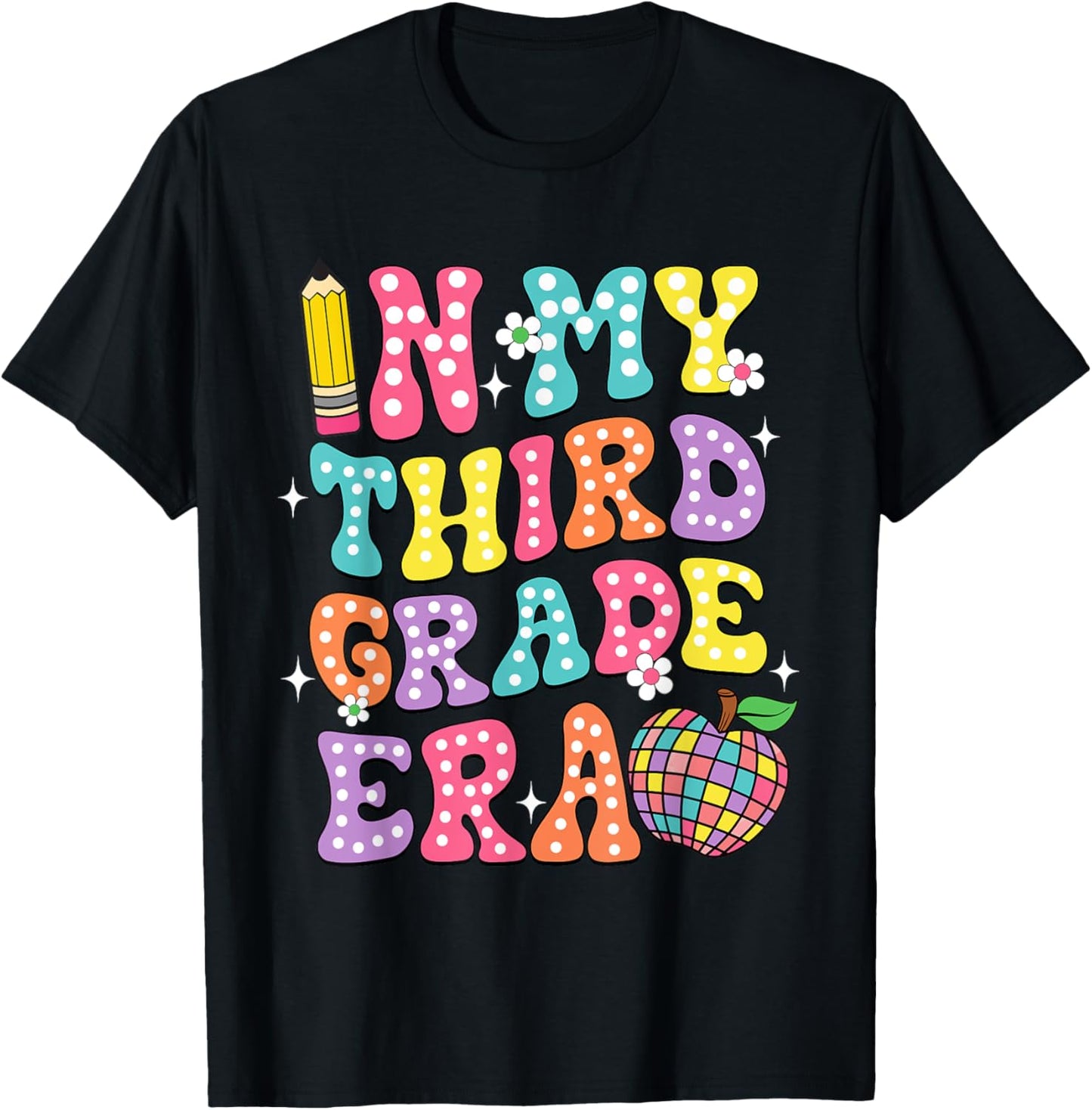 Retro Groovy In My Third Grade Era First Day Back To School T-Shirt - T-Shirt | Black