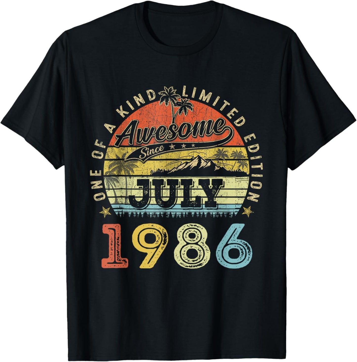Funny 38 Years Old July 1986 Vintage 38th Birthday Men Women T-Shirt - T-Shirt | Black