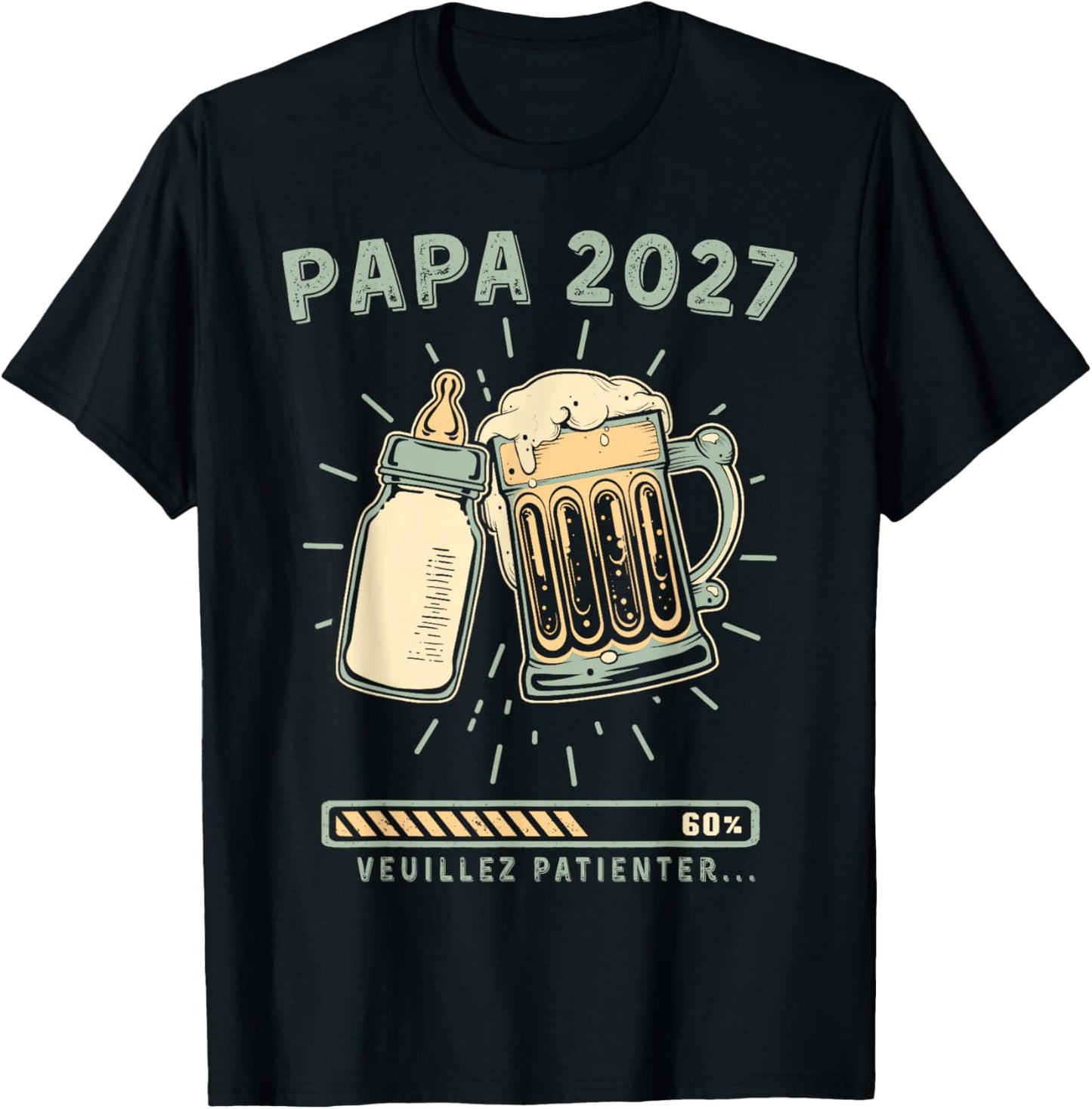 Futur Papa 2027 Bébé en Route Devenir Papa T-Shirt - T-Shirt | Black