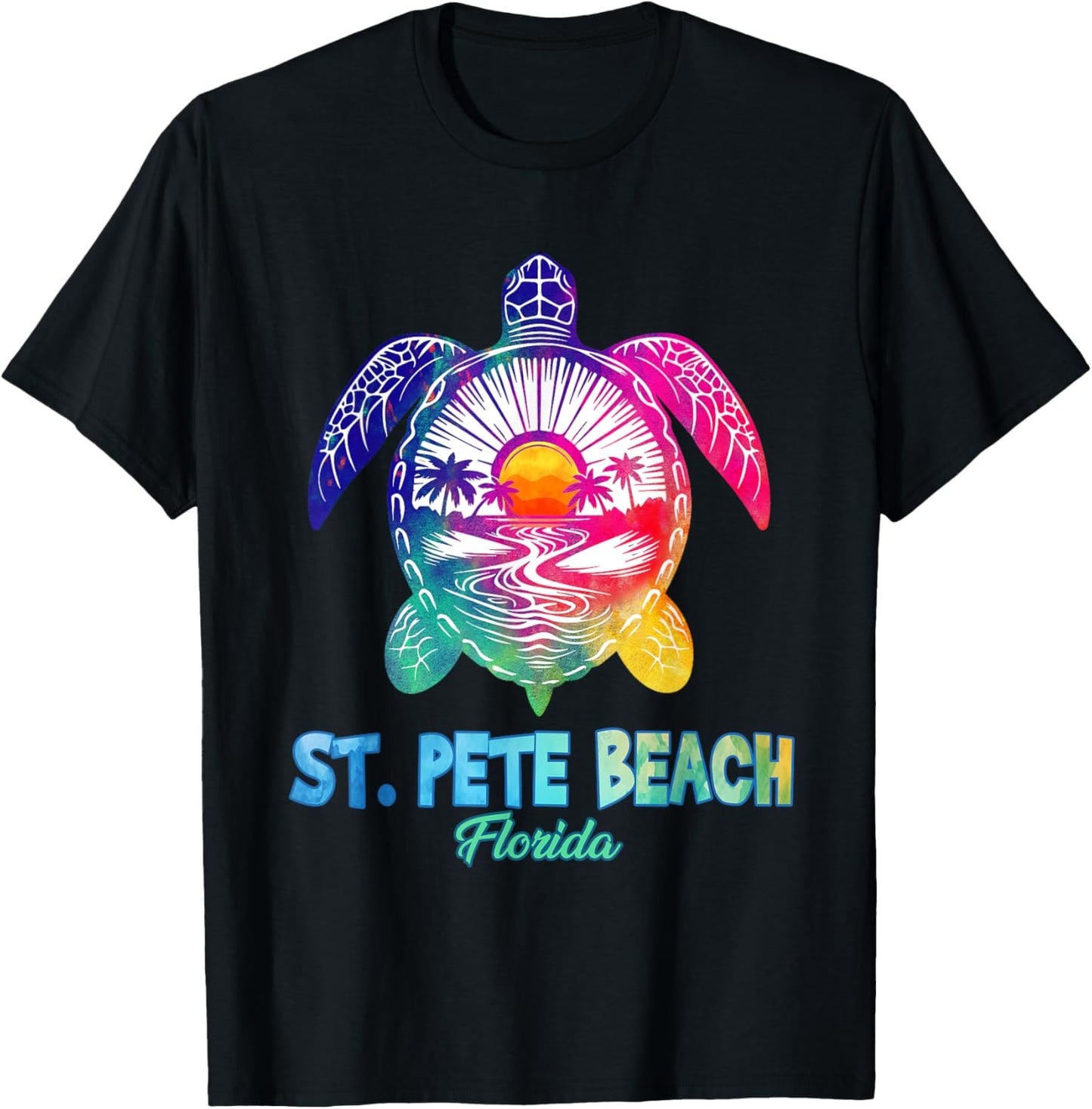 St. Pete Beach Tie Dye Sea Turtle Florida Vacation T-Shirt - T-Shirt | Black